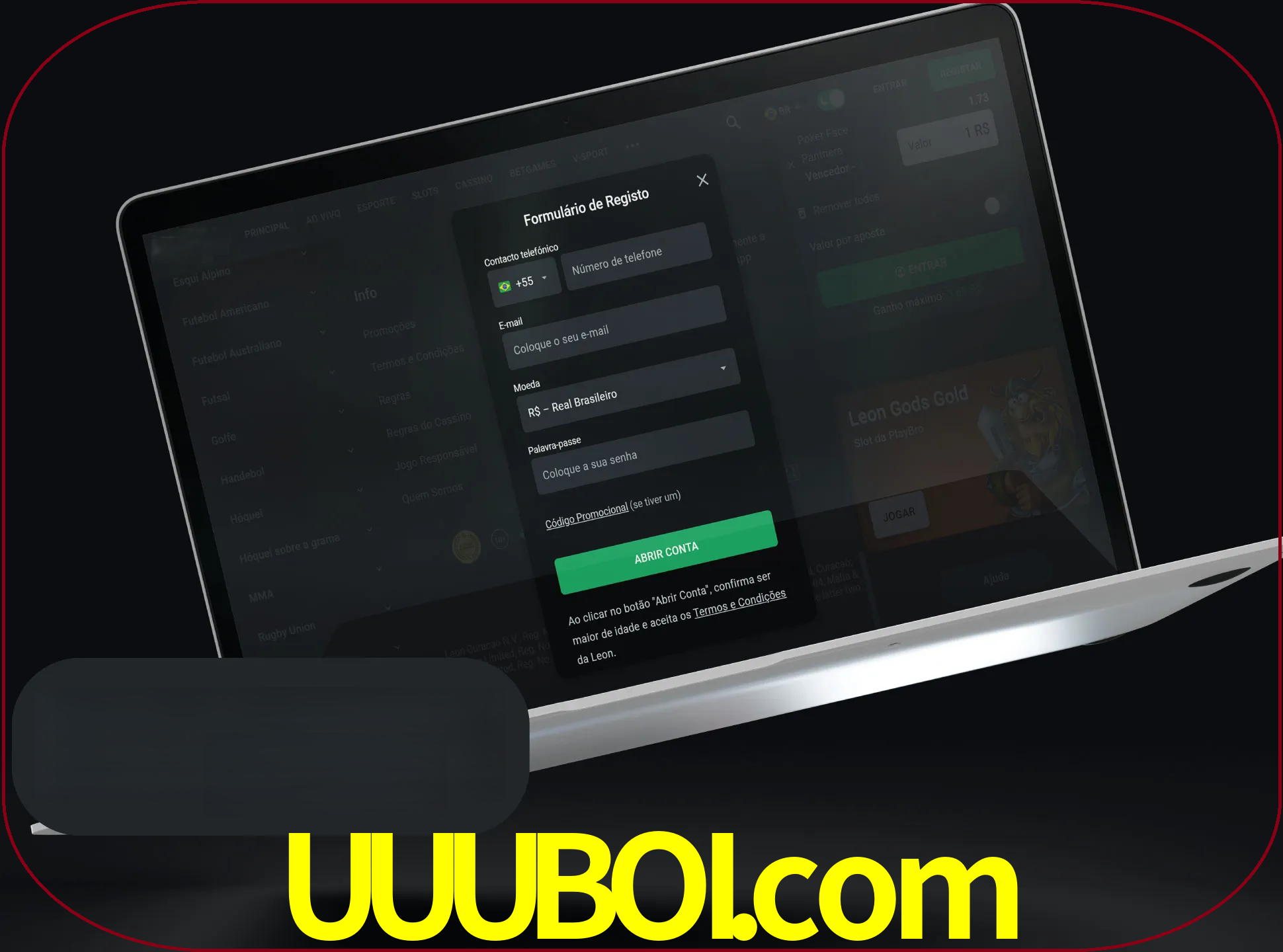 Abra o site da LeonBet e crie sua própria conta.