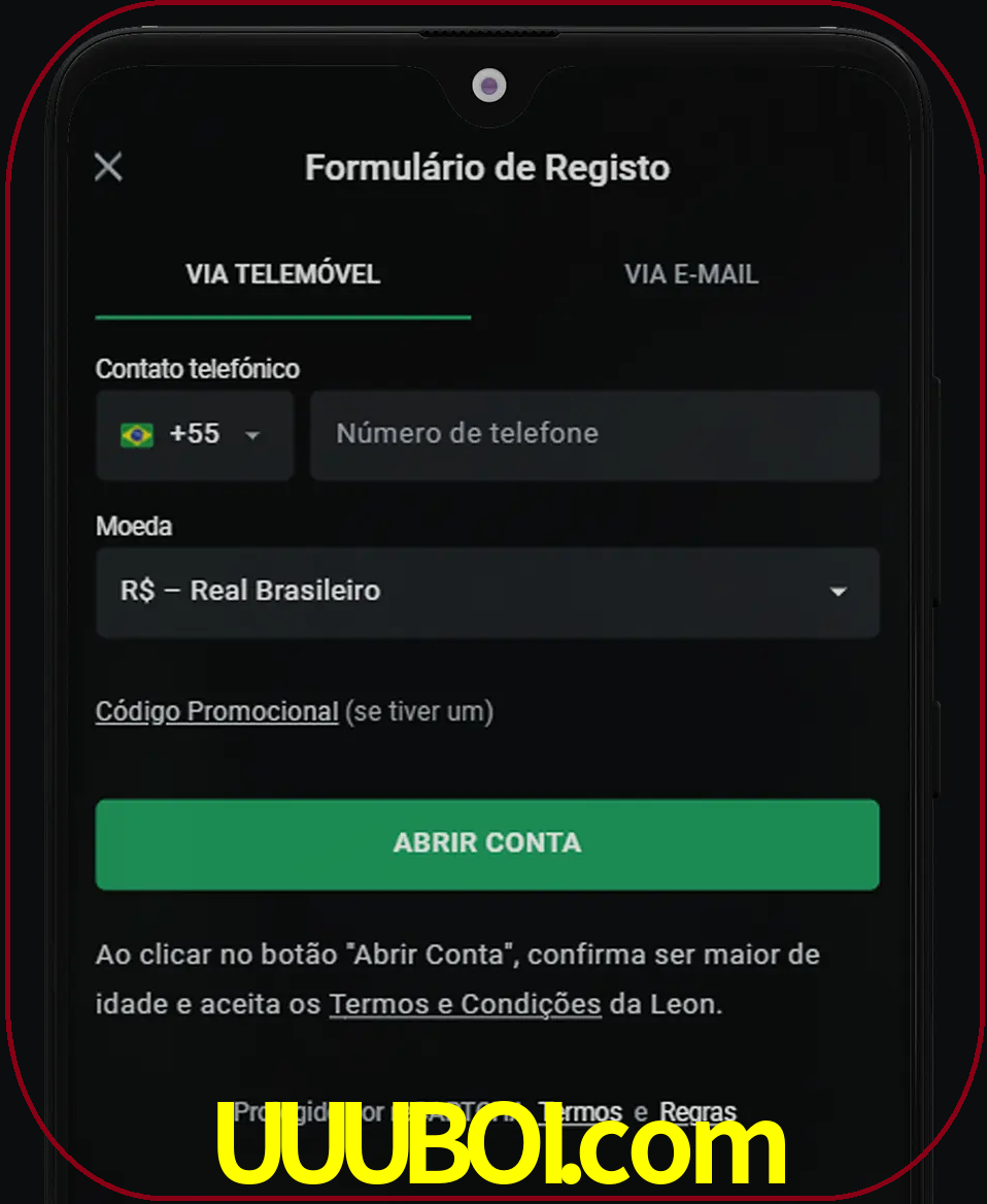 Abra o aplicativo e inicie o processo de registro.